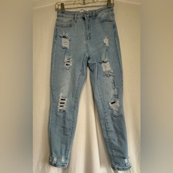 Wax Jeans Mom Light Wash Distressed Sz 5 Sz 27 - Picture 1 of 10